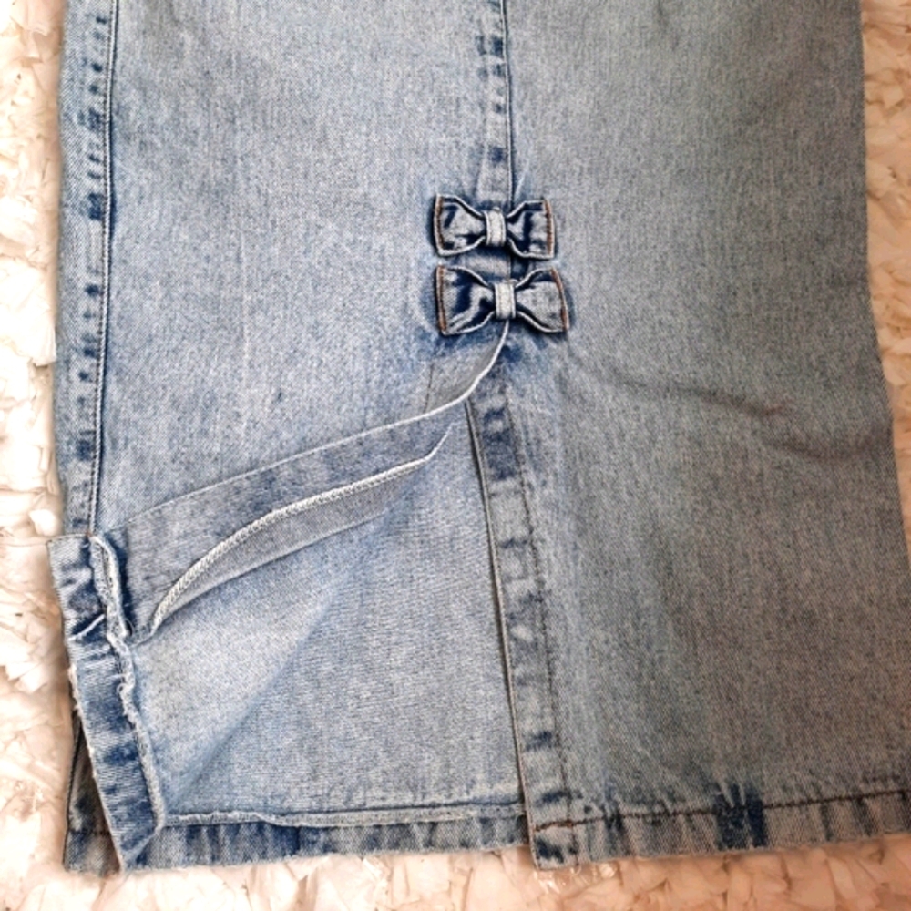 Vintage Denim Skirt High Waist Acid Wash Midi XS/S - Picture 3 of 14